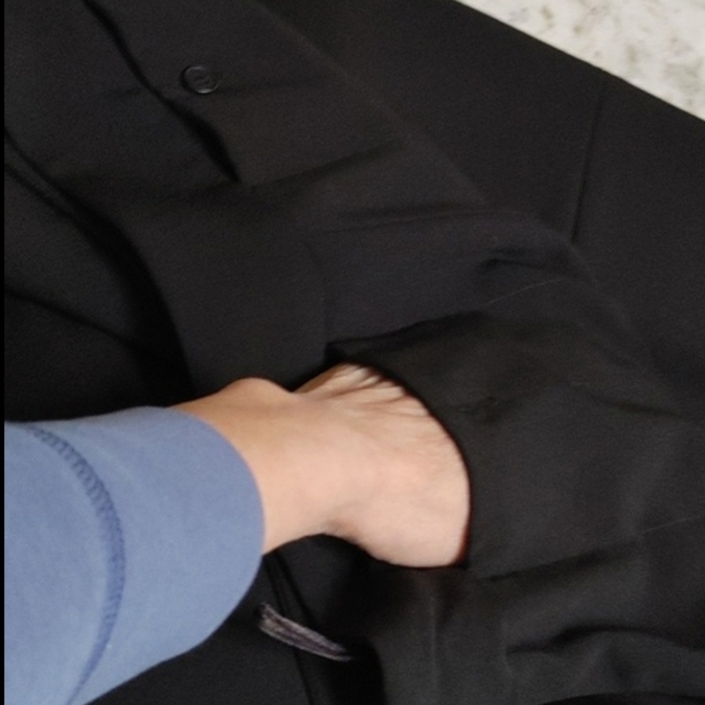 F. by Façonnable Black Semi-Wrap Gabardine Long Skirt Size L - Picture 6 of 11
